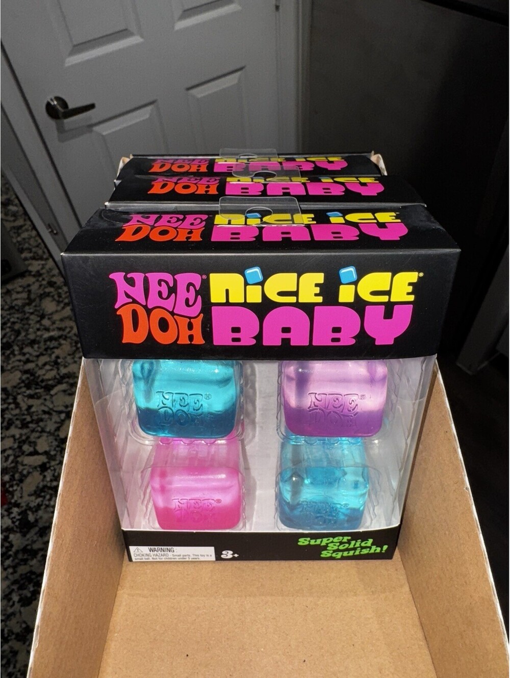 NeeDoh Nice Ice Baby 4 pack Nee Doh Mini Nice Cube Pink Blue Purple LOT OF 3 NIB